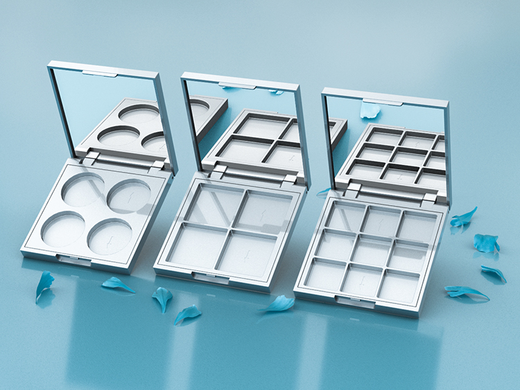 电镀银色空眼影盘注塑加工 电镀银色空眼影盘注塑加工