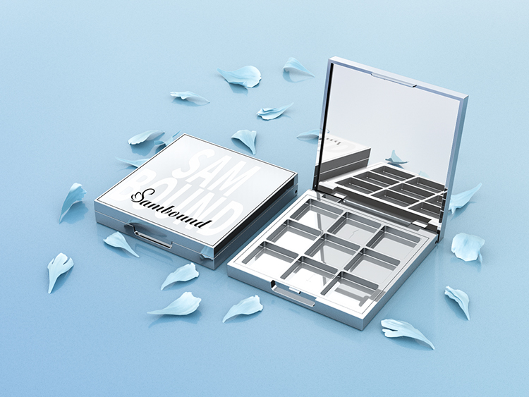 电镀银色空眼影盘注塑加工 电镀银色空眼影盘注塑加工