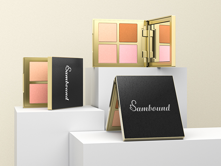 仿皮革纹理四色眼影盘包装加工定制 仿皮革纹理四色眼影盘包装加工定制