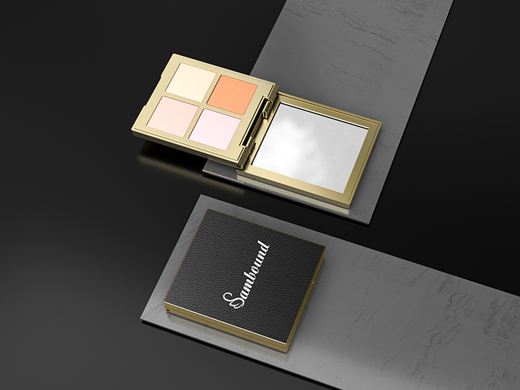 仿皮革纹理四色眼影盘包装加工定制 仿皮革纹理四色眼影盘包装加工定制